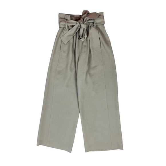 Aritzia Wilfred Tie Front Wide Leg Ankle Trouser Slack Pants Khaki Beige Size 0 - Picture 1 of 5